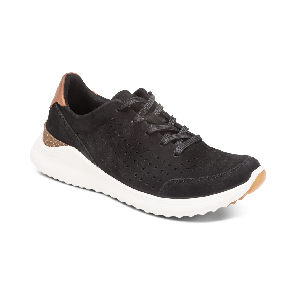 Aetrex Women's Laura Arch Support Sneakers - Black | USA 15YYU2E